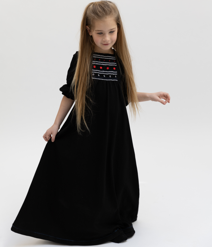 Embroidery shirring robe