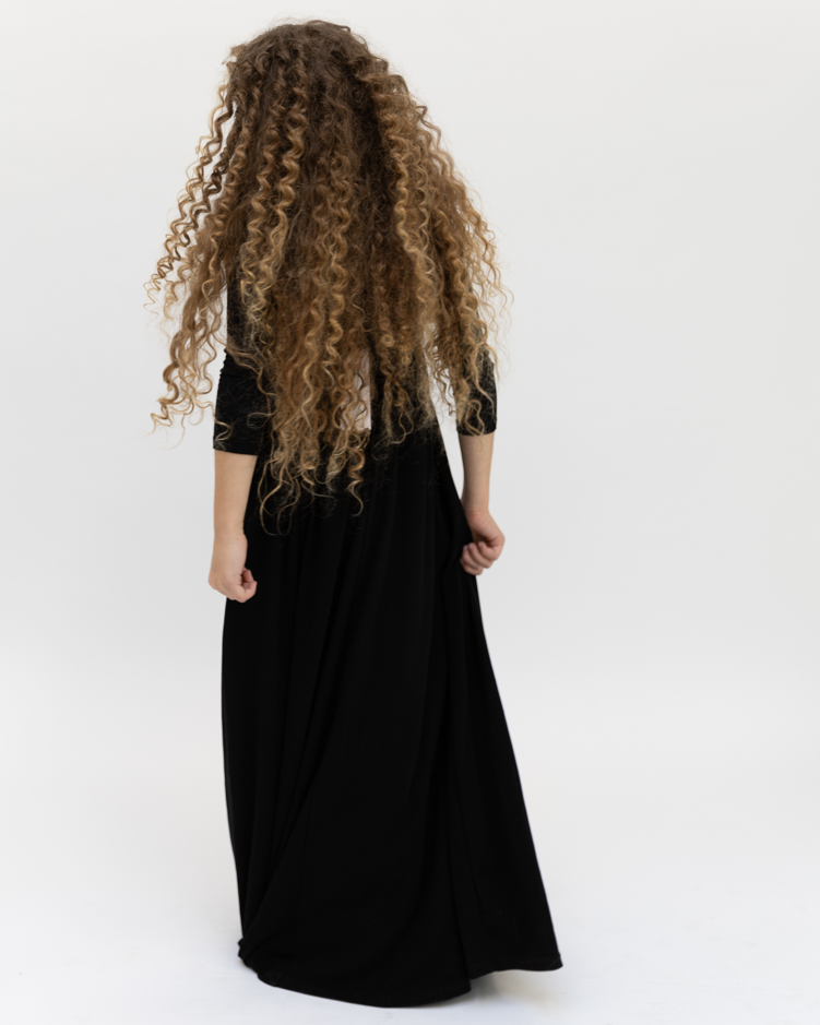 Jumper Crochet Chest Robe - Black