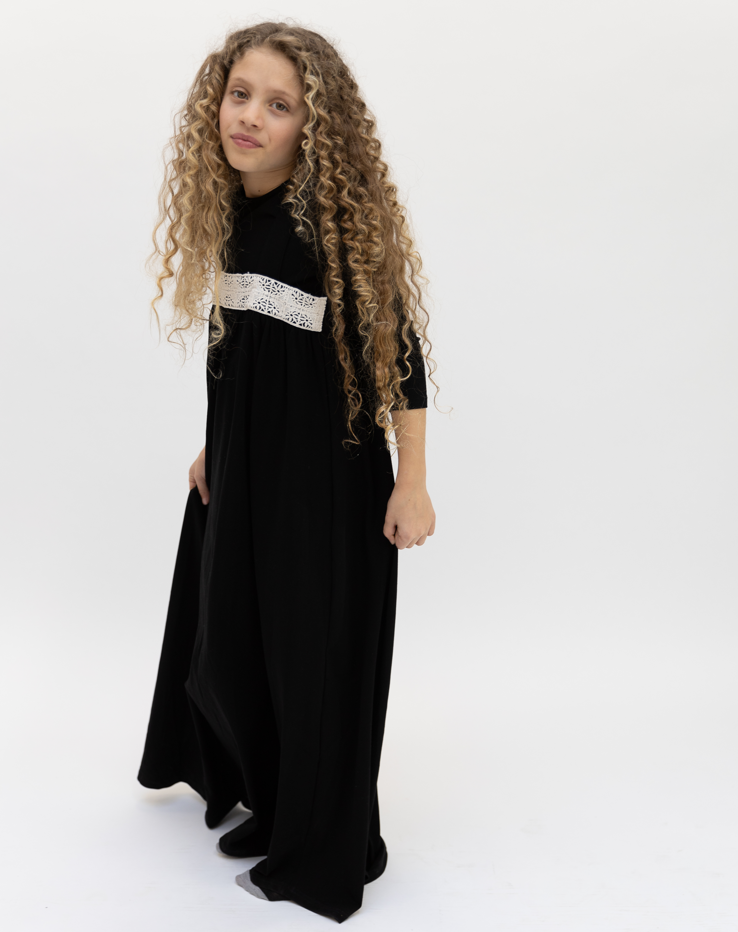 Jumper Crochet Chest Robe - Black