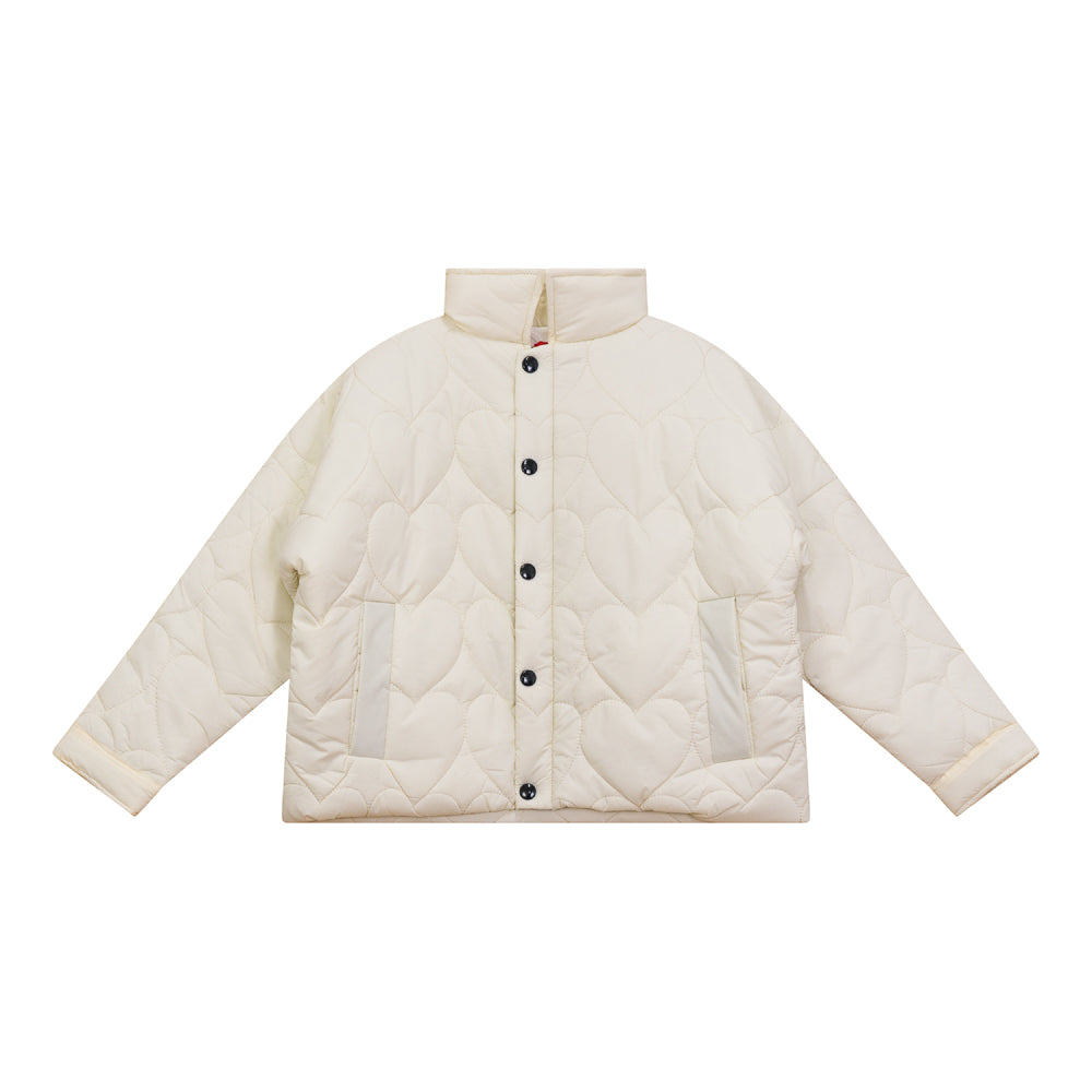 Oversized Quilted Heart Jacket - Off White