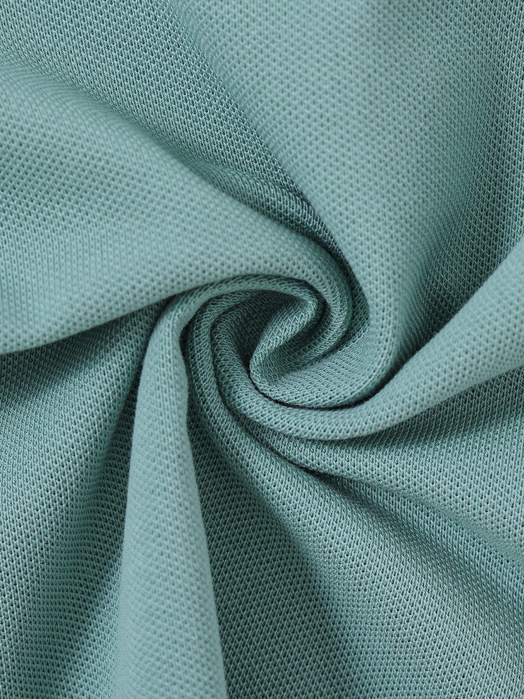 Side Print Long Sleeve Polo - Seafoam/White