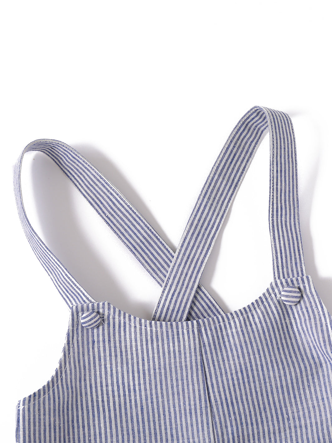 Baby Linen Striped Overall - Blue