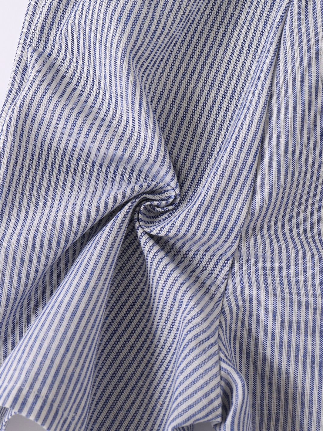 Baby Linen Striped Overall - Blue