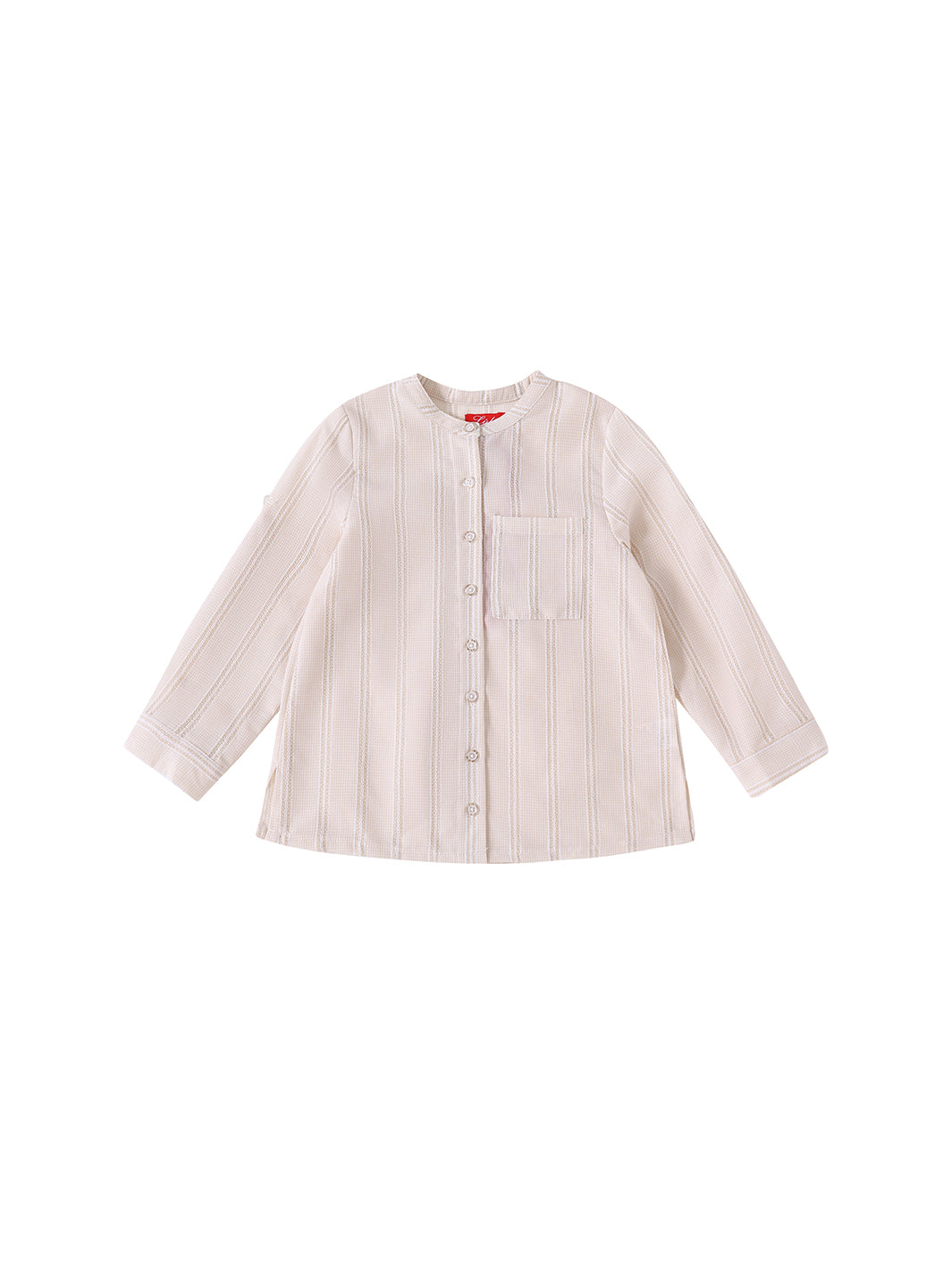 Gingham Crochet Striped Shirt - Beige