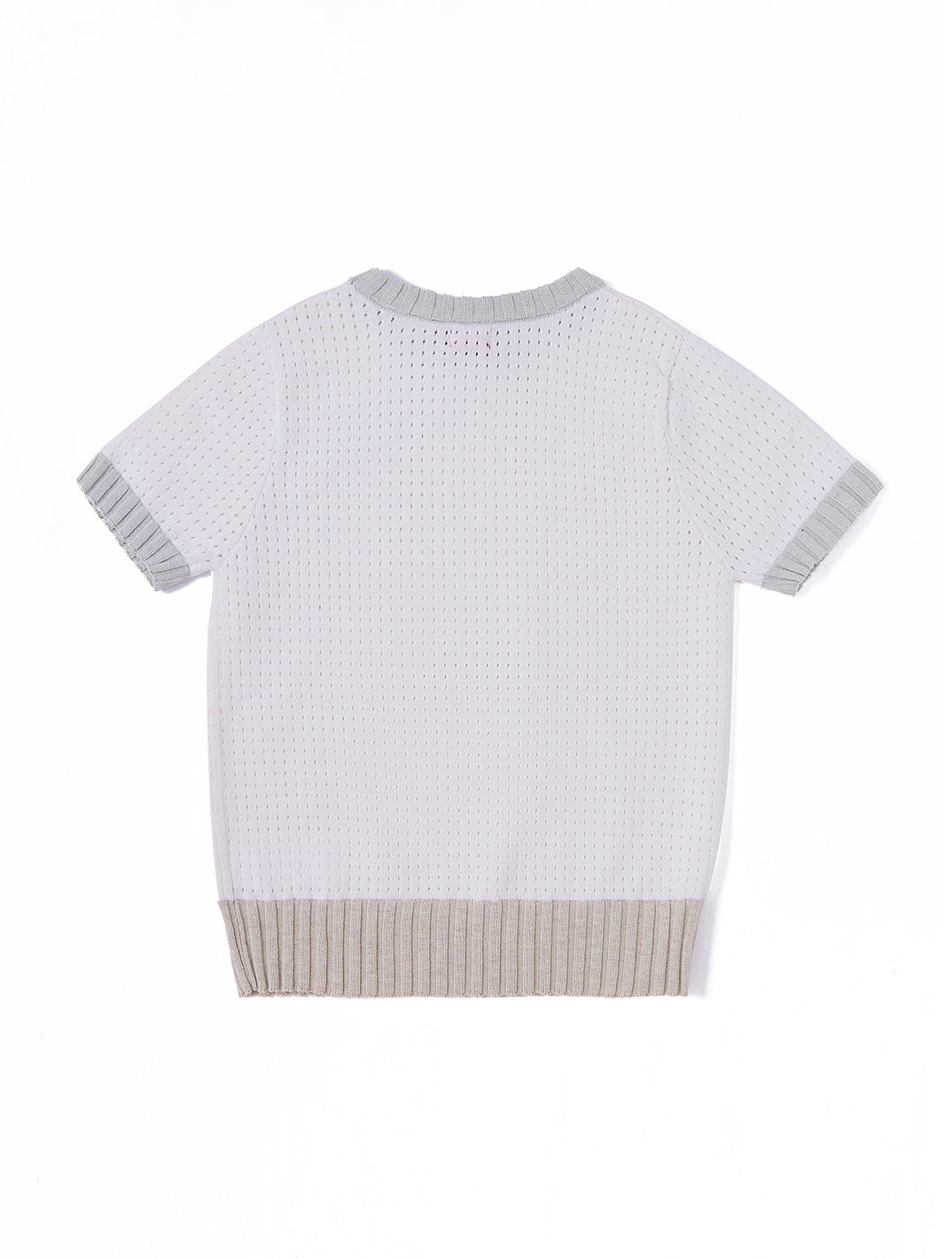 Eyelet Design Short Sleeve Sweater