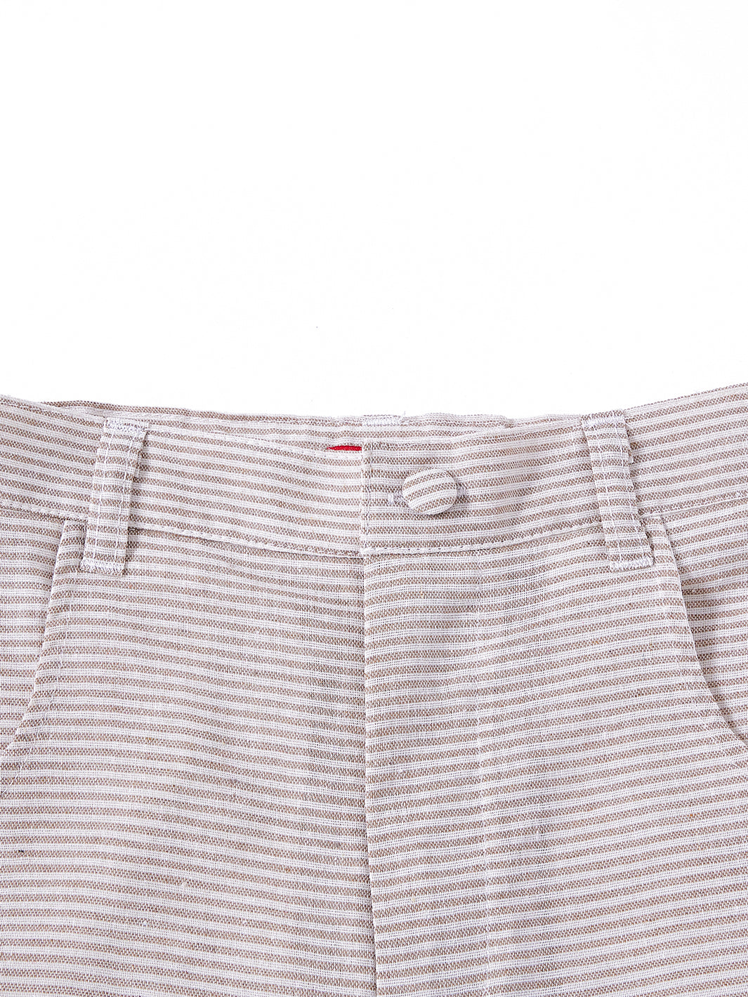 Linen Striped Short Pants - Beige