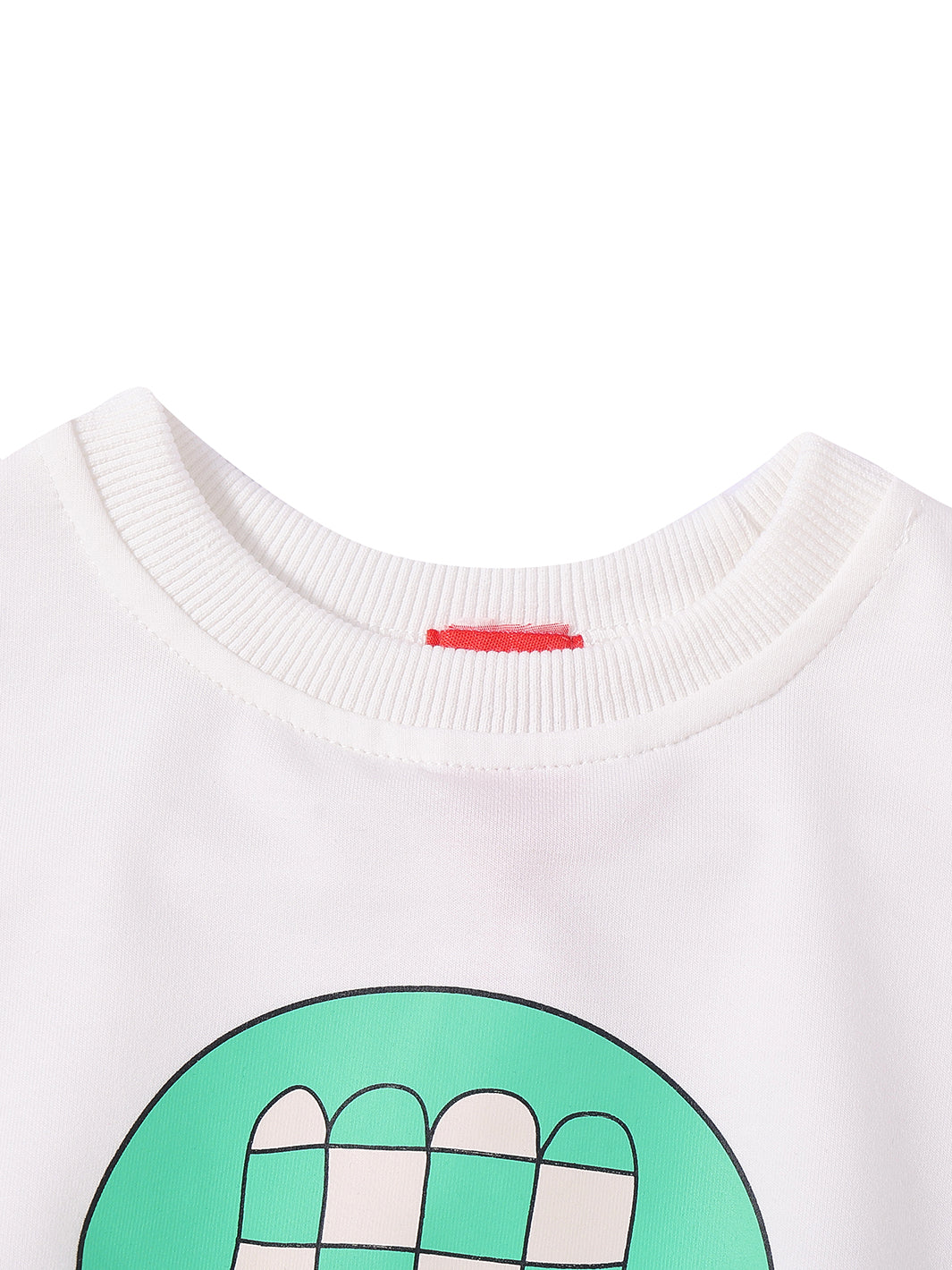 Checked Flower Print Top - White/Green