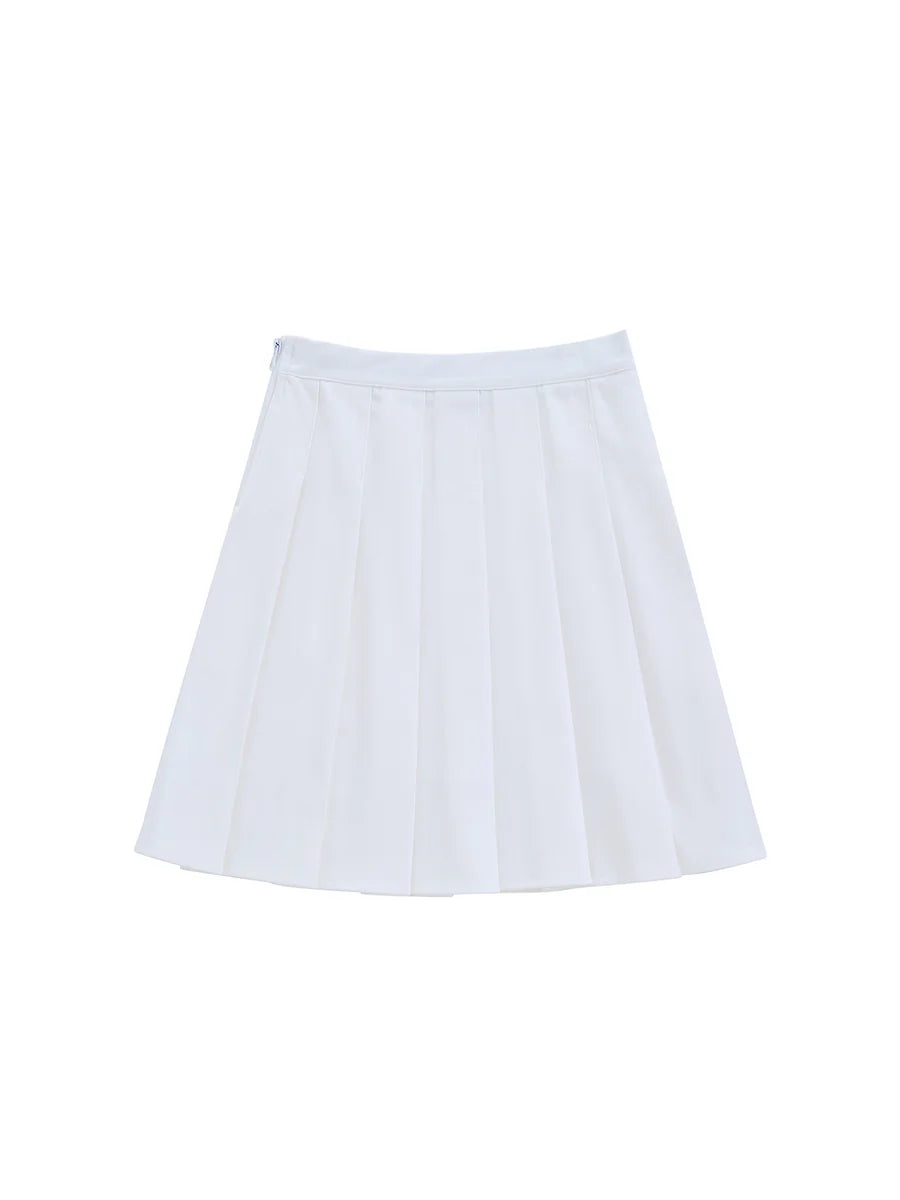 Brushed Pleated Skirt - Off White