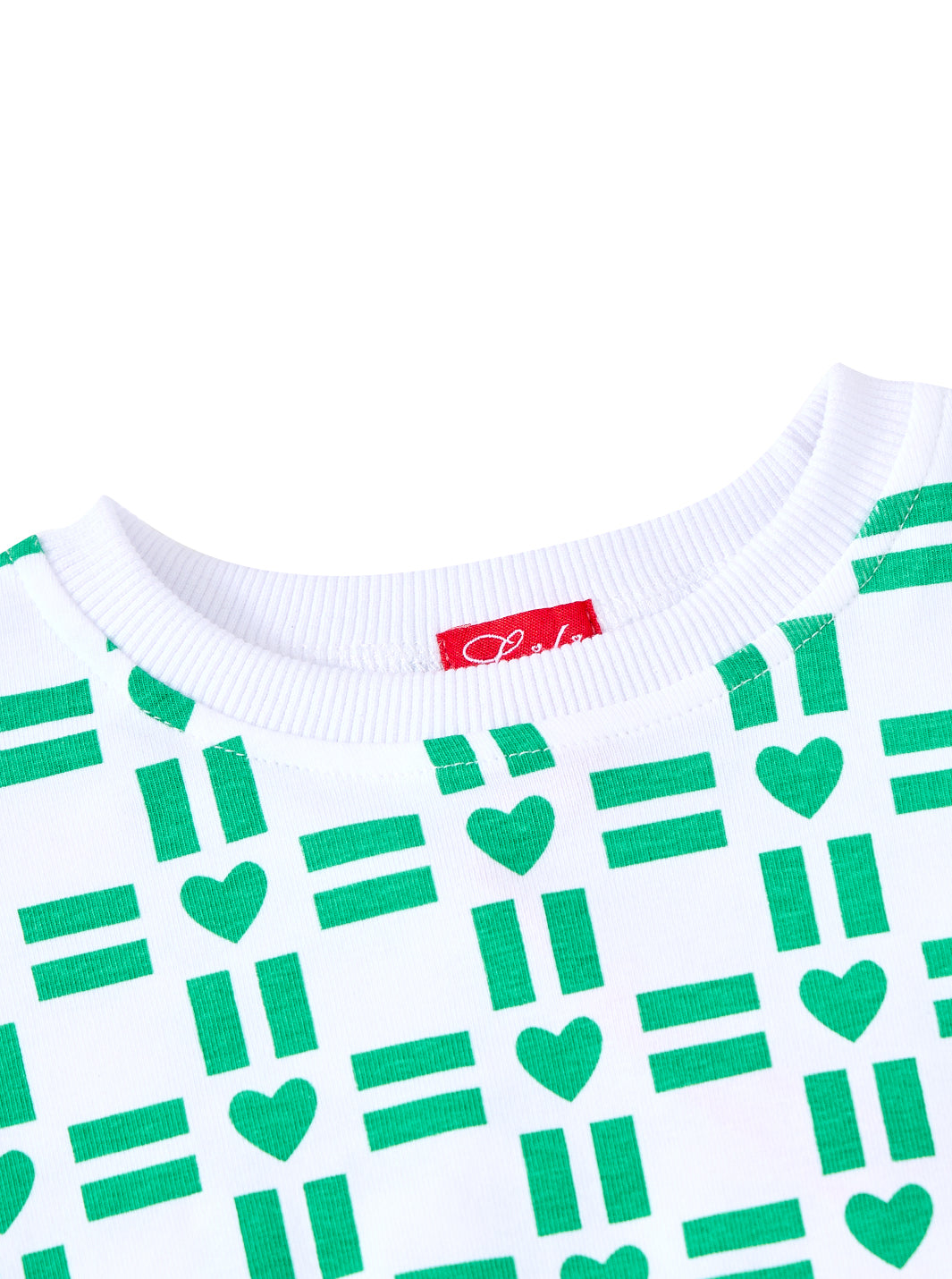 All Over Heart Print Top - White/Green
