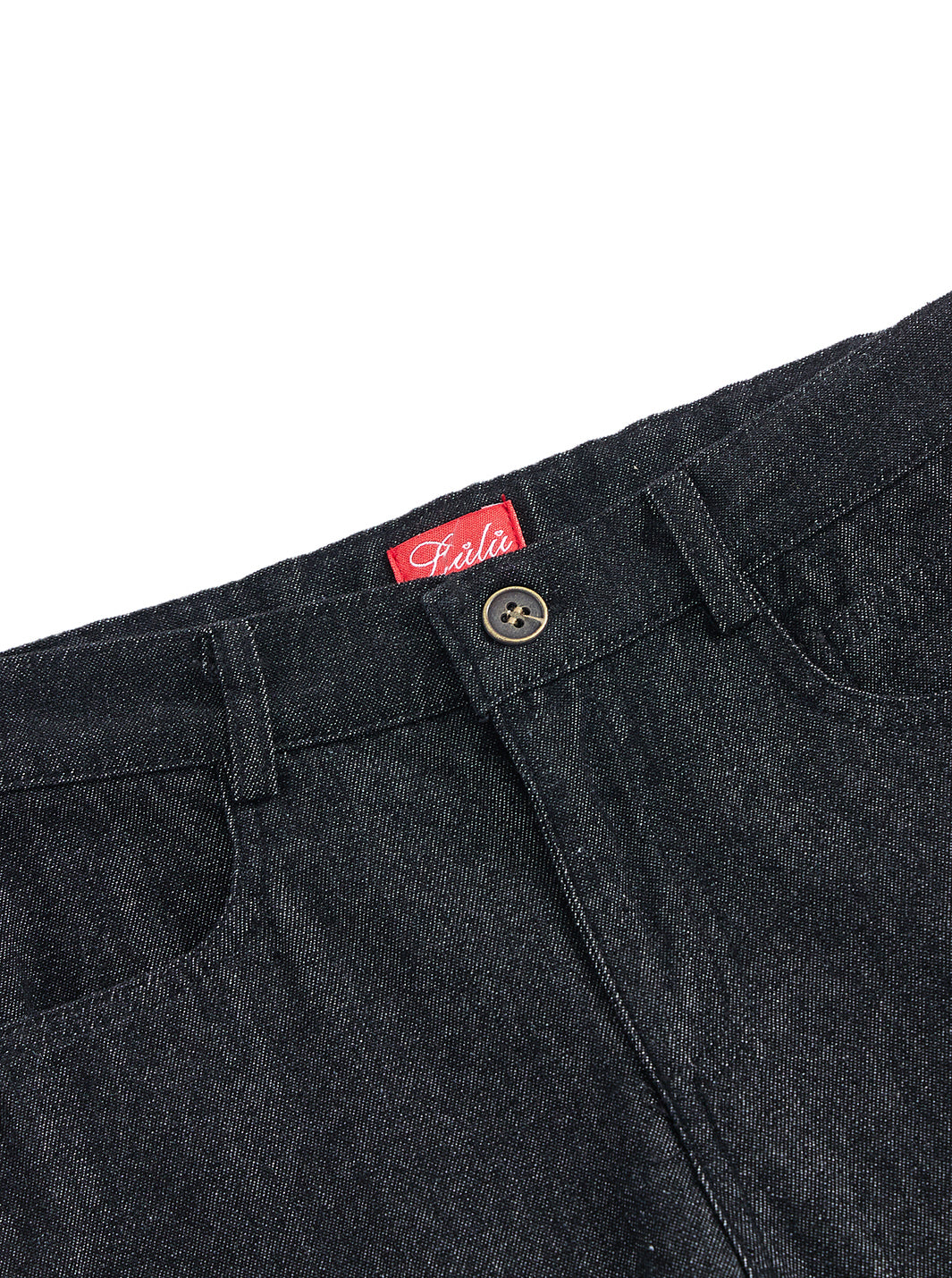 Denim Long Trim Pants - Black Denim