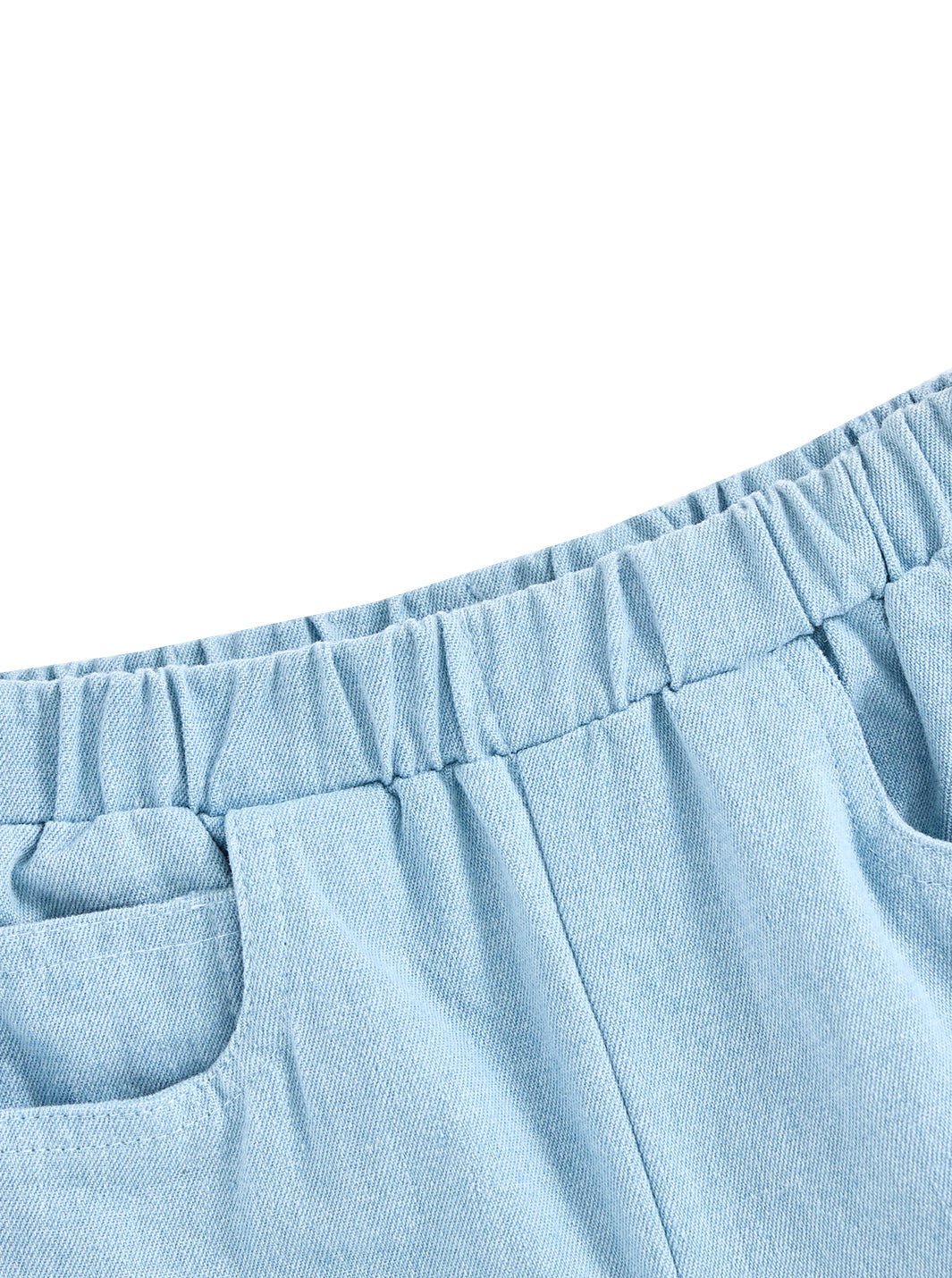 Denim Short Trim Pants - Pale Blue Denim