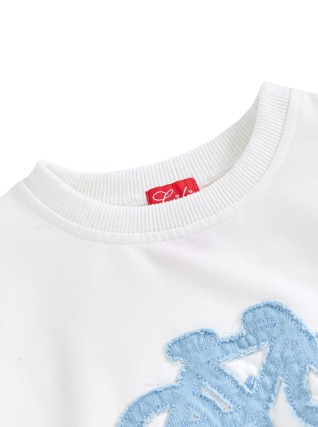 Denim Applique Top - White