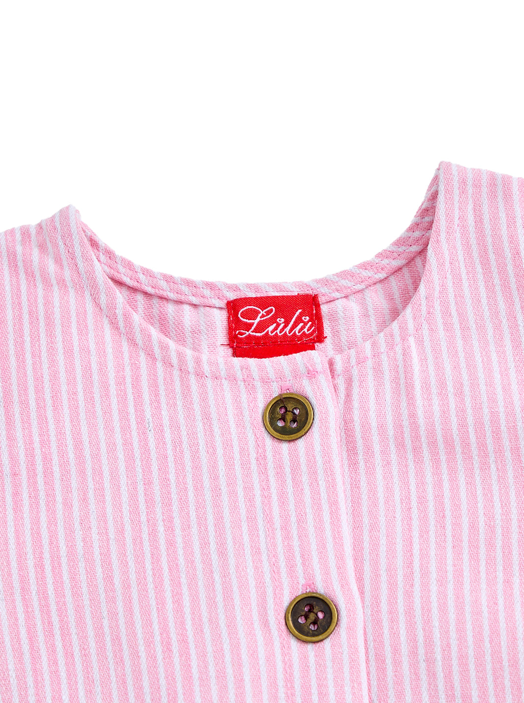 Denim Stripe Ruffle Romper