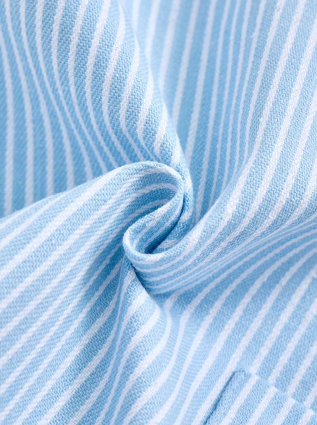 Denim Stripe Short Leg Romper - Lt. Blue