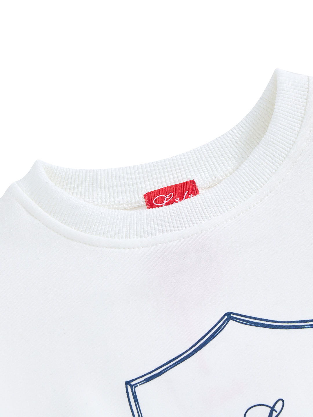 Print Emblem Top - Winter White/Navy