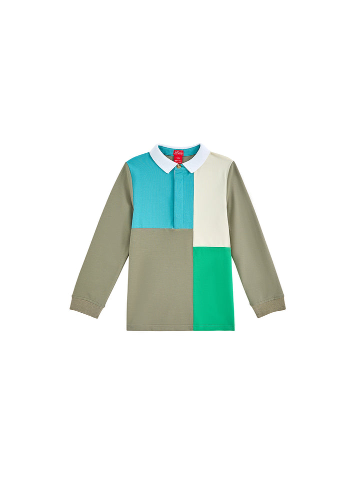 Color Block Polo - Grey Beige