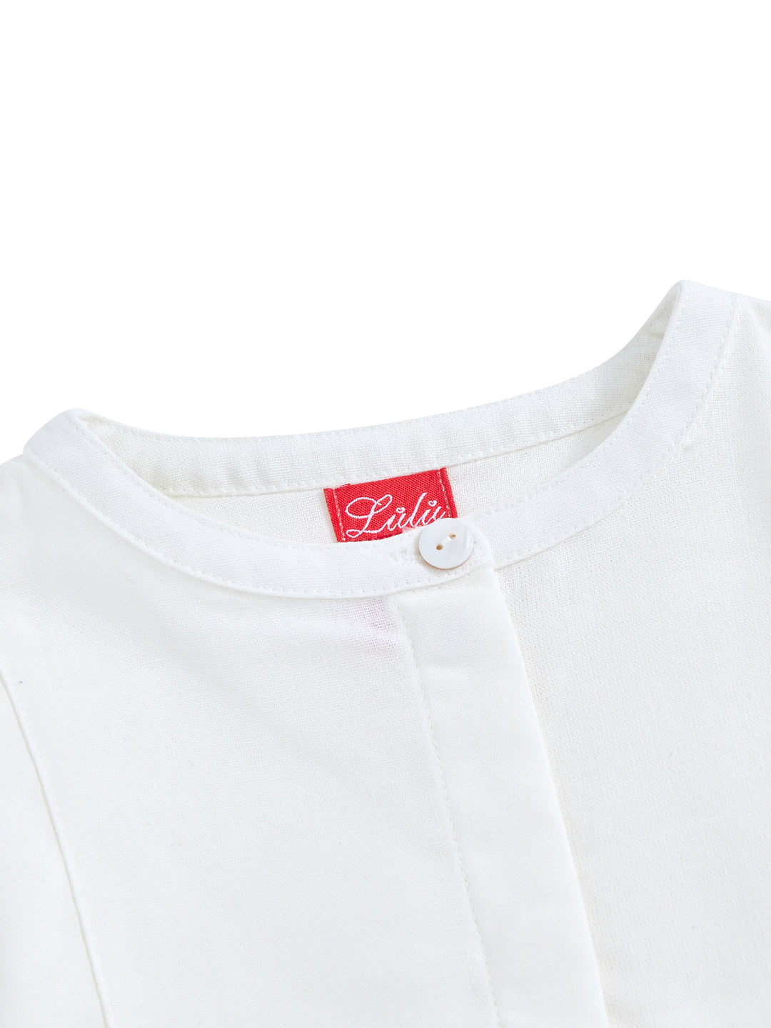 Front Embroidered Long Shirt - Off White/Black