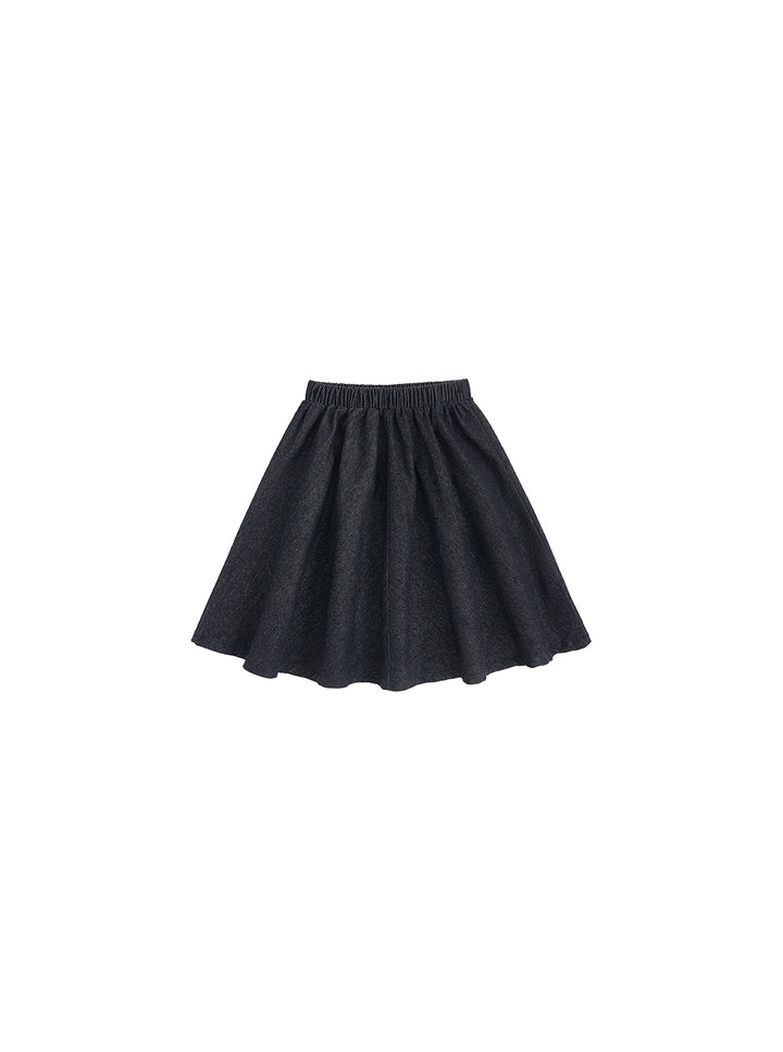 Denim Patch A-line Skirt - Black Denim