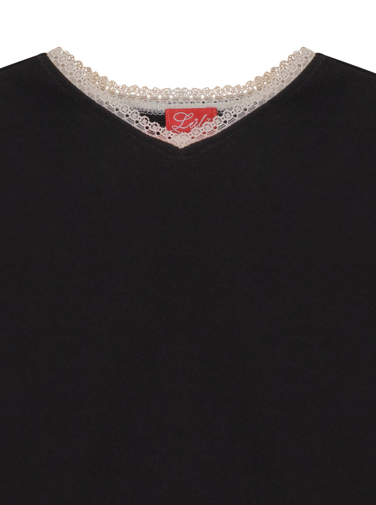 Lace trim V-Neck Set