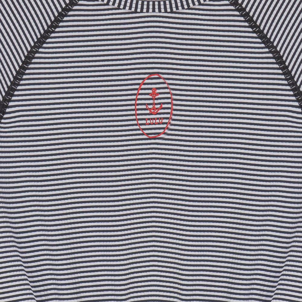 Seersucker Stripe Swim Dress - Black Stripe