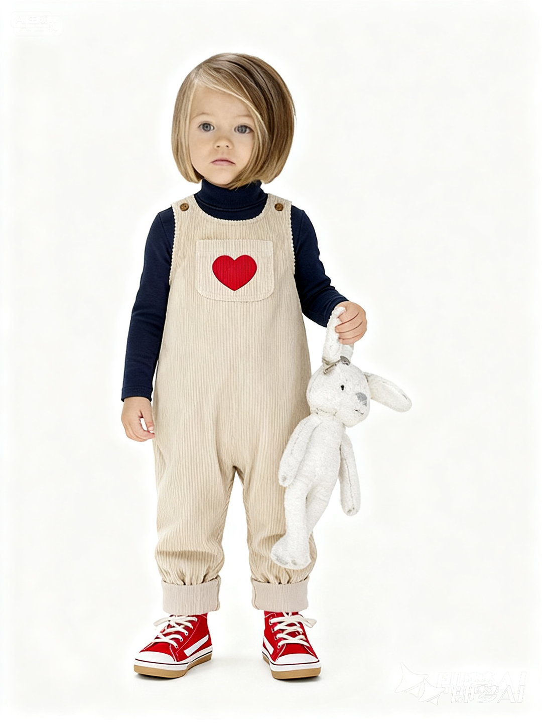 Corduroy Heart Pocket Overall