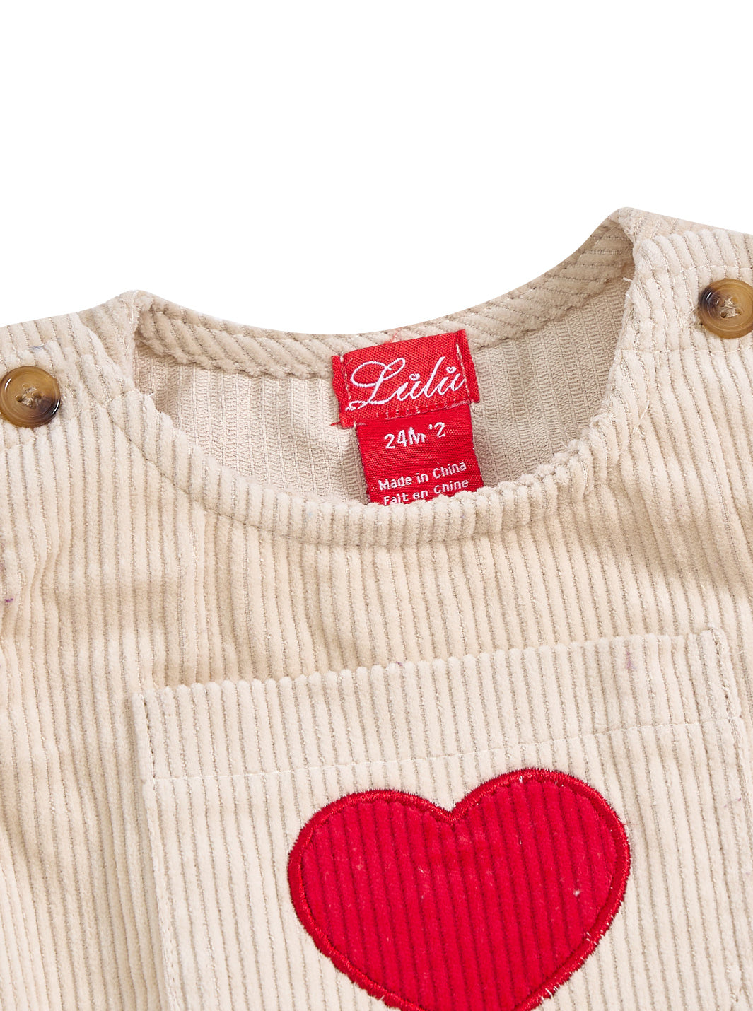 Corduroy Heart Pocket Overall