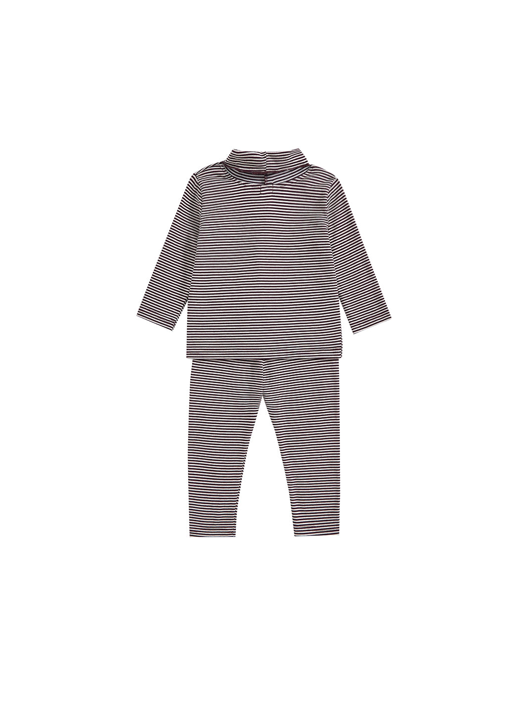 Baby Mock Neck Striped Set -  Brown