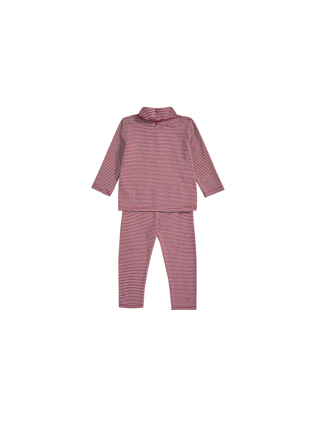 Baby Mock Neck Striped Set -  Burgundy