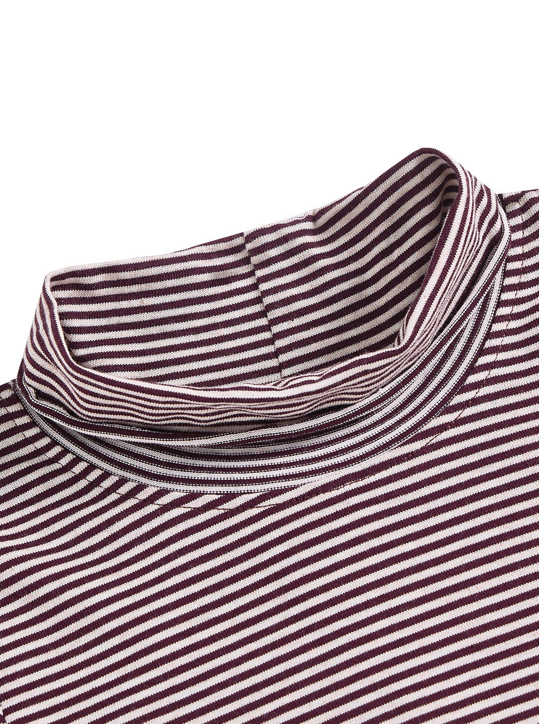 Stripe Mock Neck T-shirt - Brown