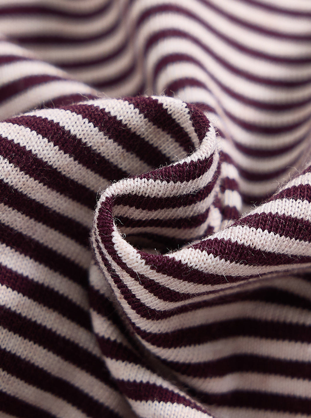 Stripe Mock Neck T-shirt - Brown