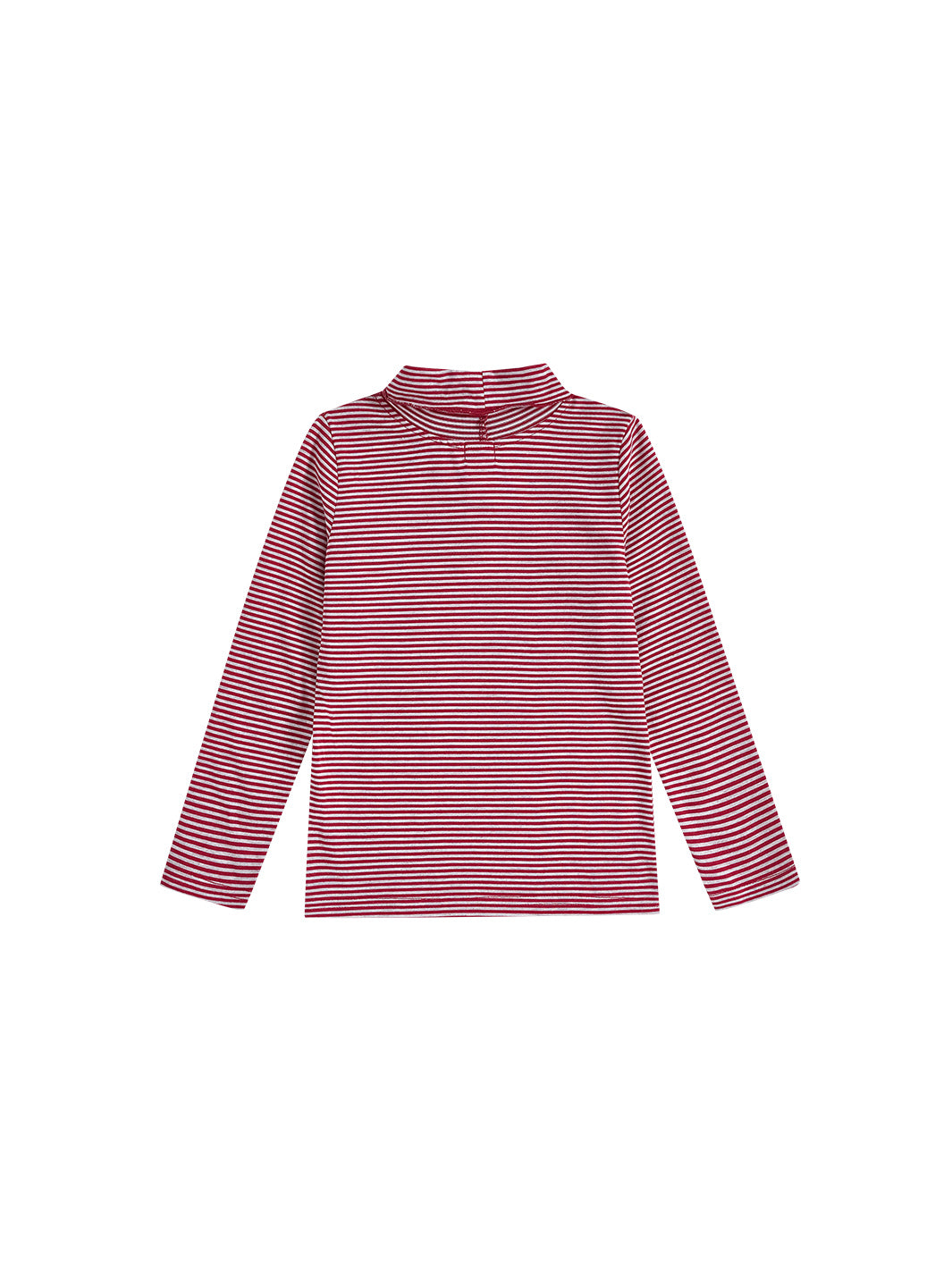 Stripe Mock Neck T-shirt - Burgundy