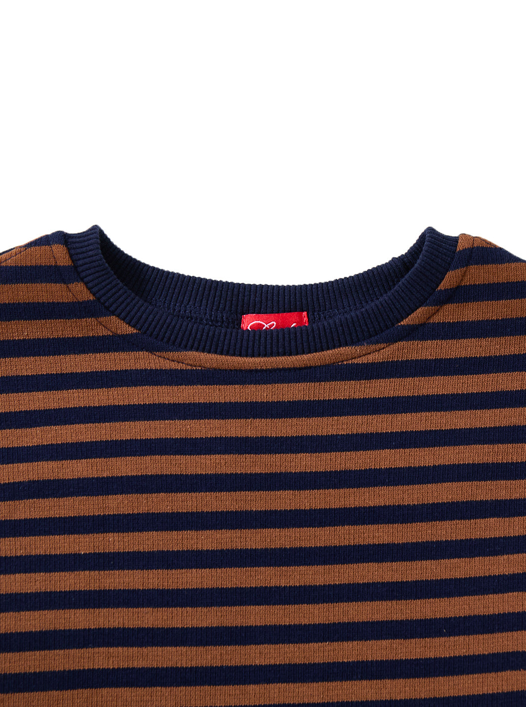 Corduroy Sleeve Patch Top - Brown/Navy