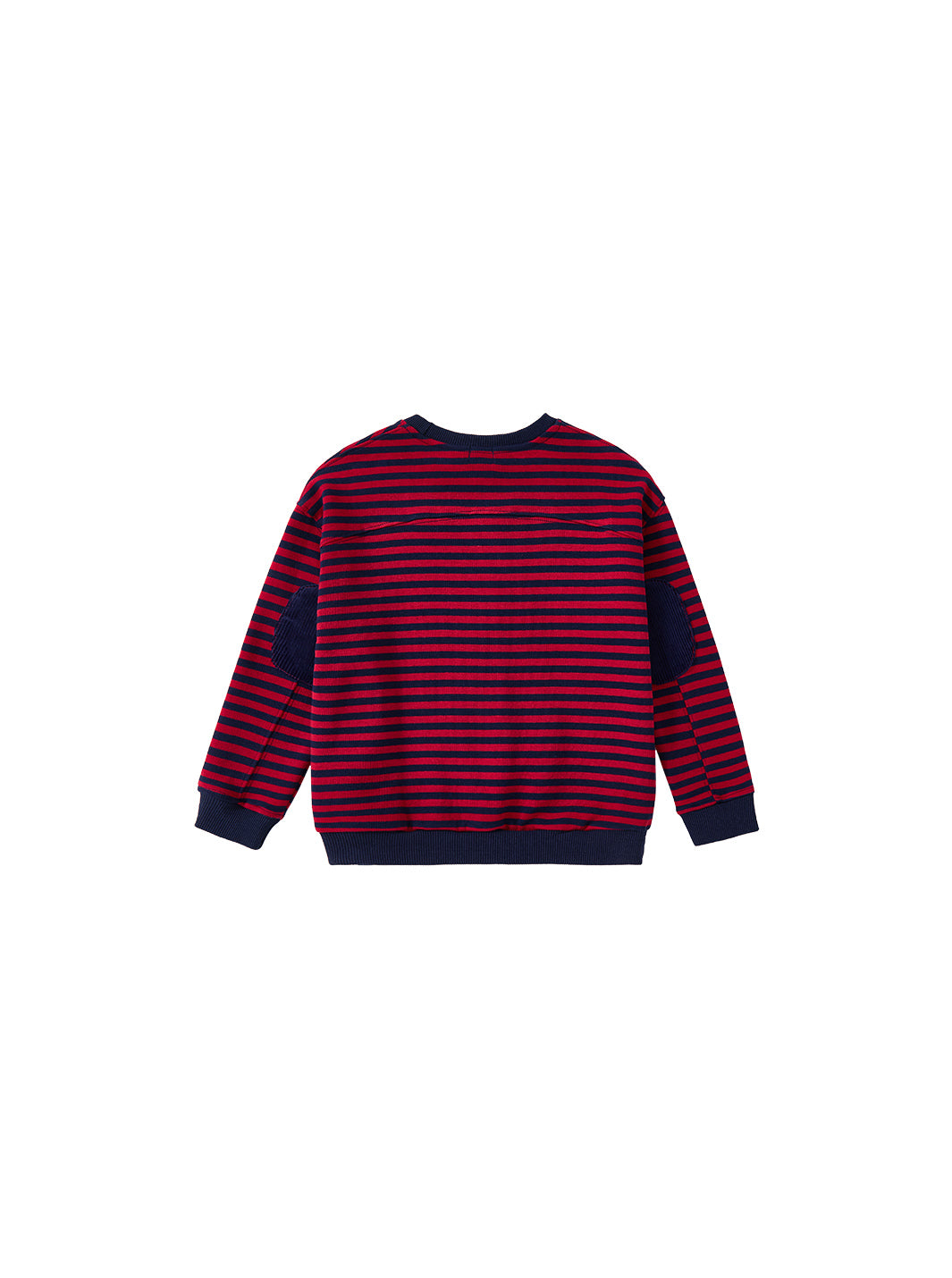 Corduroy Sleeve Patch Top - Red/navy