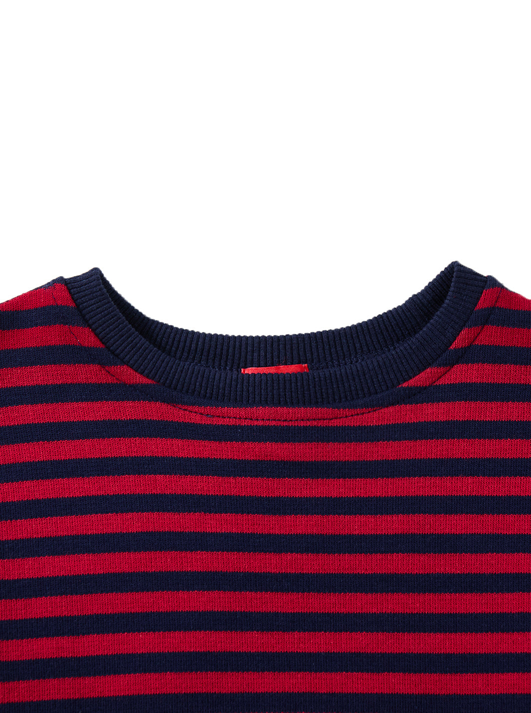 Corduroy Sleeve Patch Top - Red/navy
