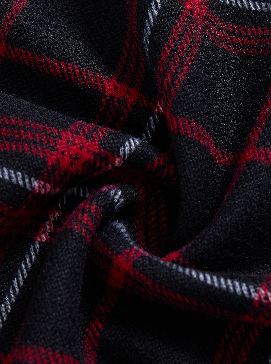 Plaid Mock Neck Dress - Burgundy