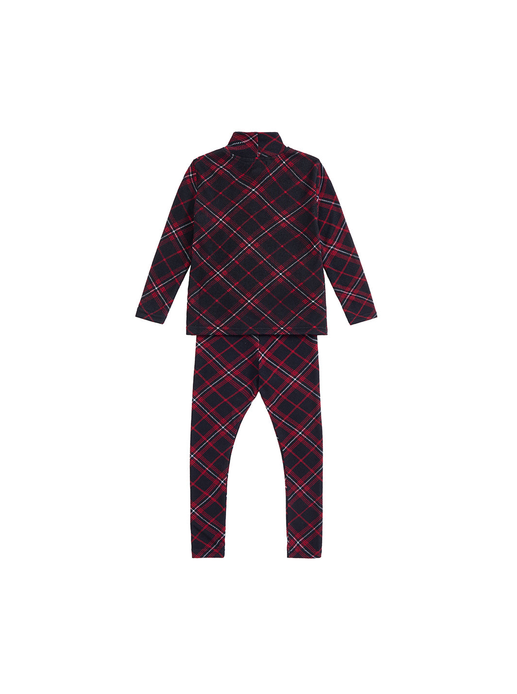 Baby Plaid Mock Neck Set - Burgundy
