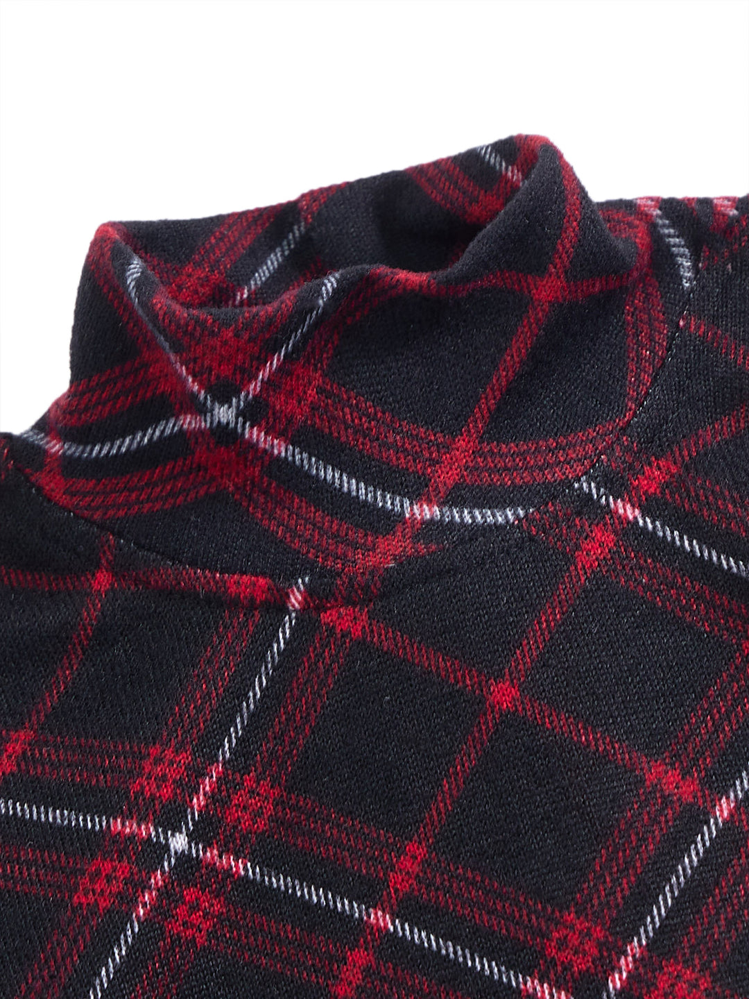 Baby Plaid Mock Neck Set - Burgundy