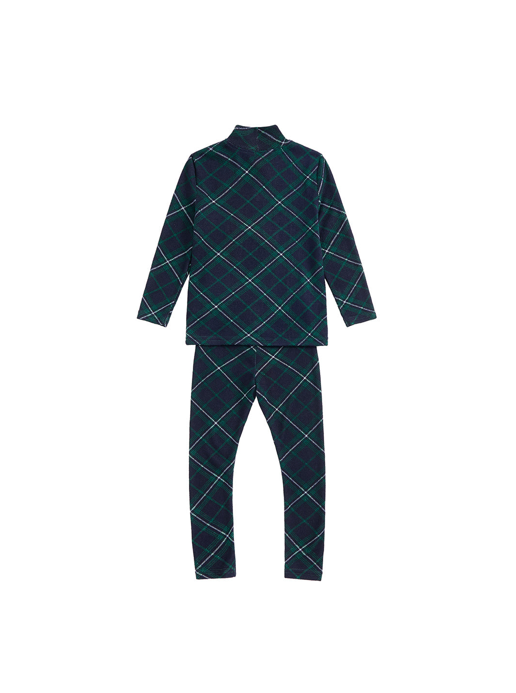 Baby Plaid Mock Neck Set - Green