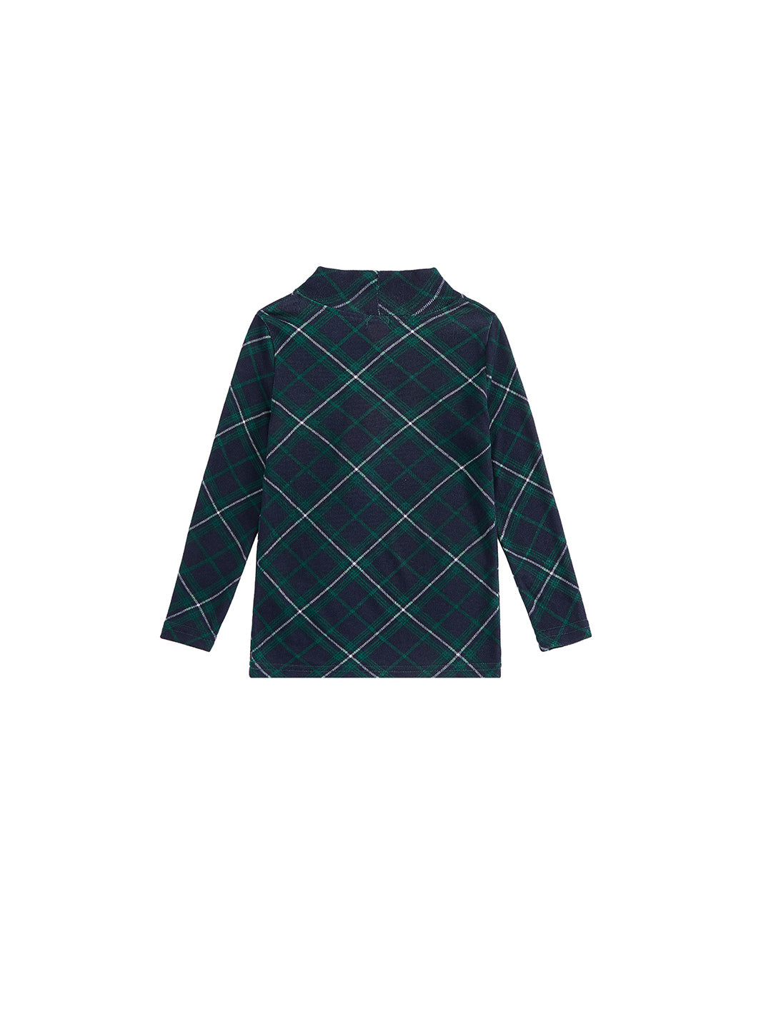 Plaid Mock Neck T-shirt - Forest Green