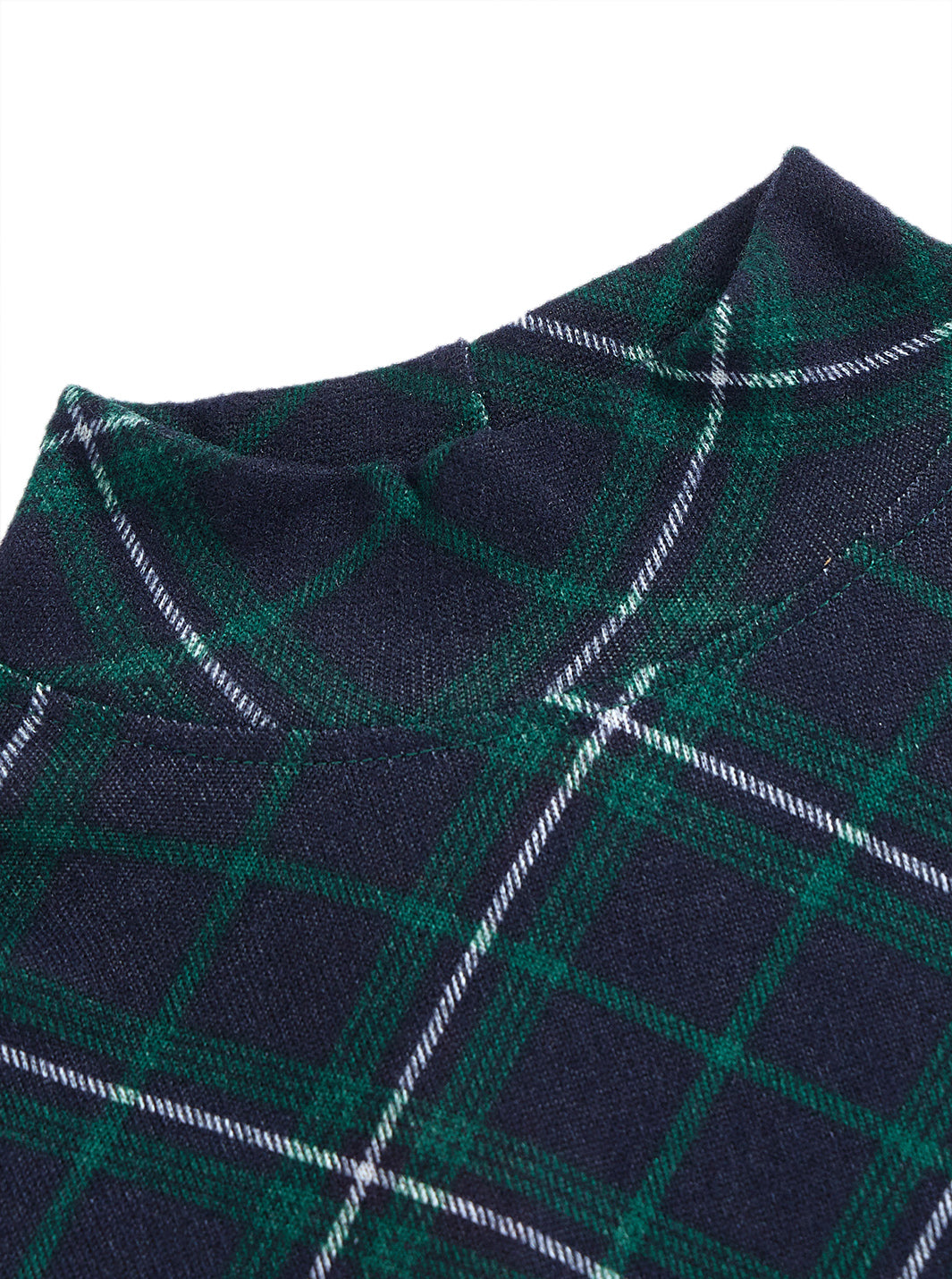 Plaid Mock Neck T-shirt - Forest Green