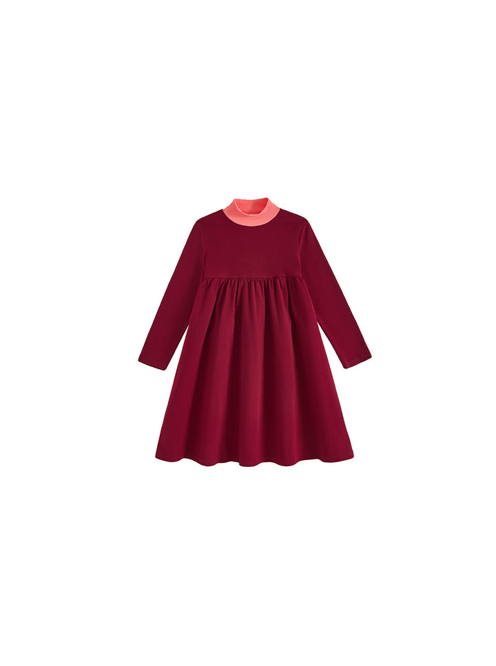 Contrast Mock Neck Dress