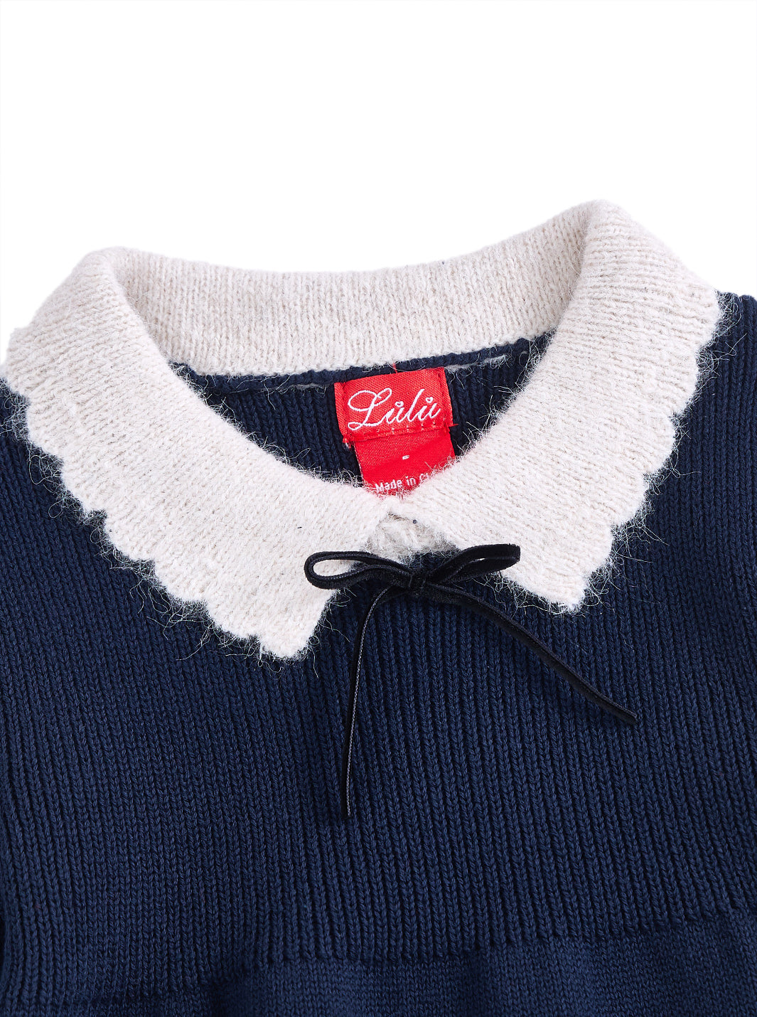 Knitted Scallop Mohair Collar Dress