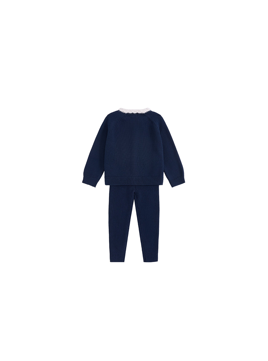 Knitted Scallop Mohair Collar Set - Navy