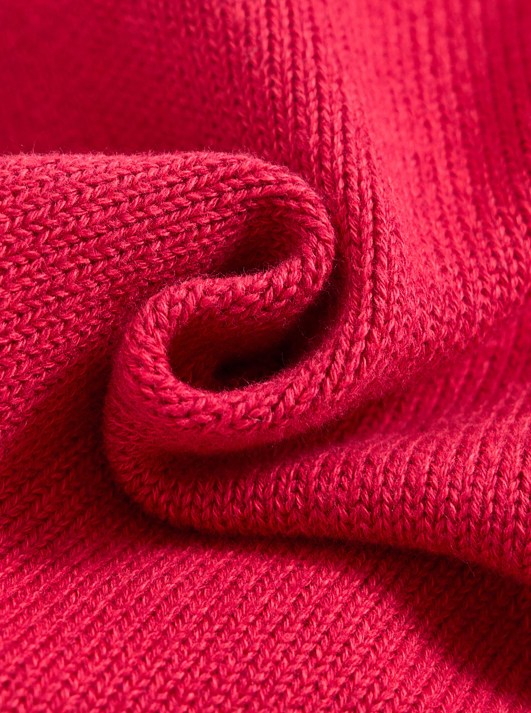 Knitted Scallop Mohair Collar Dress - Red Mix