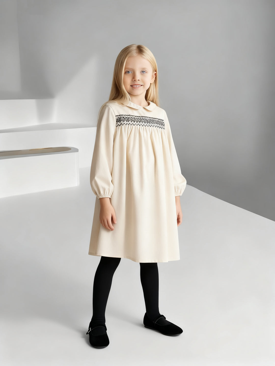 Smocked Dress - Cream