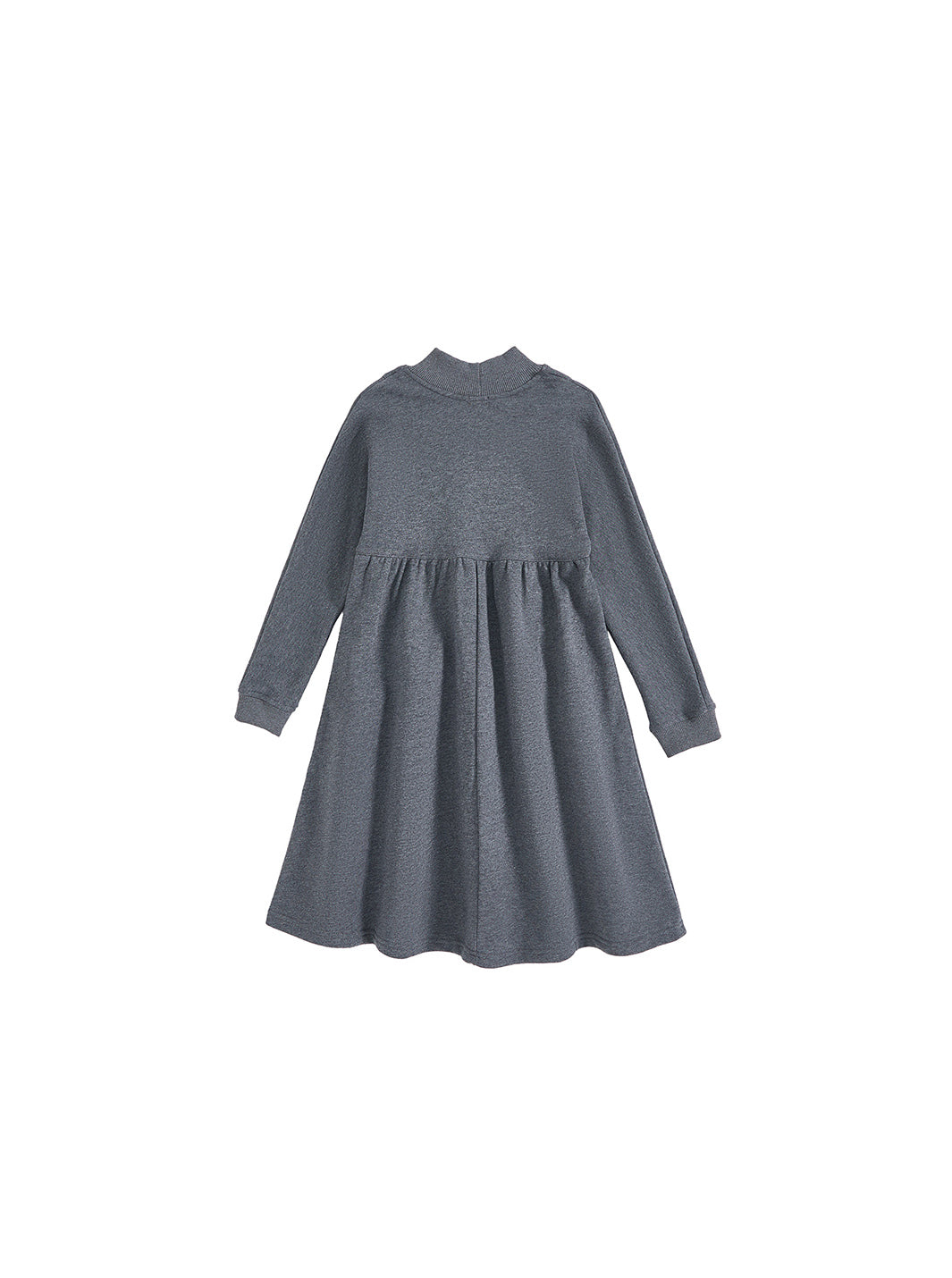 Mock Neck Bib Dress - Charcoal