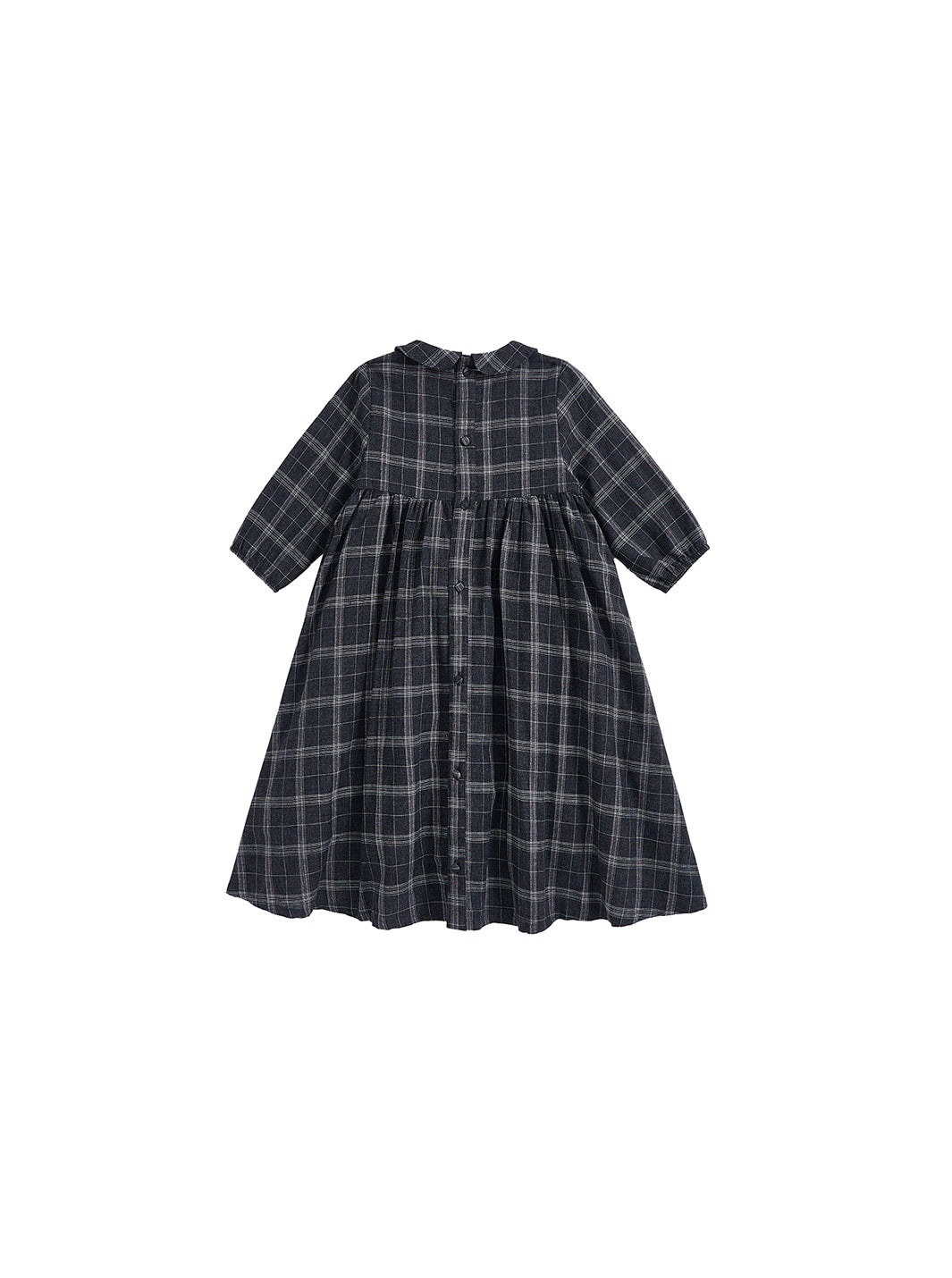 Grey Plaid Smocking Dress