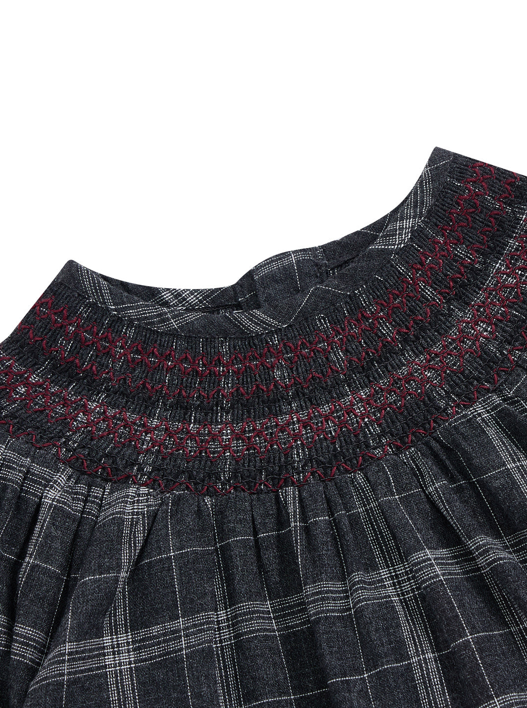 Grey Plaid Smocked Shirt