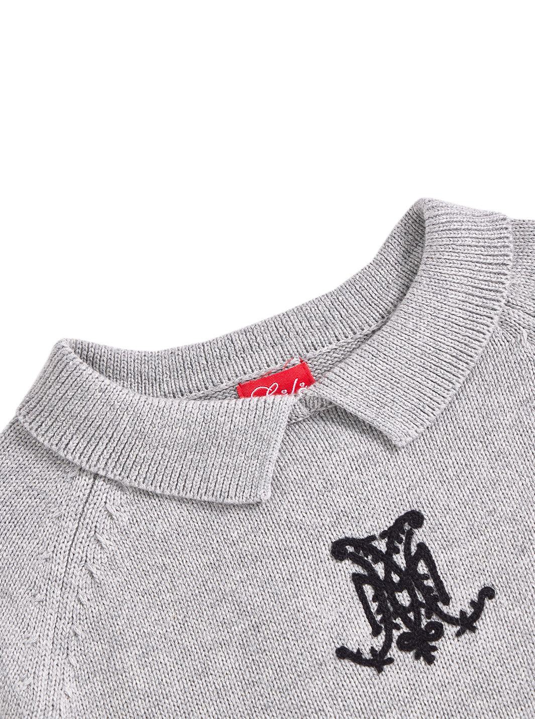 Collar Emblem Sweater - Silver Grey Mix