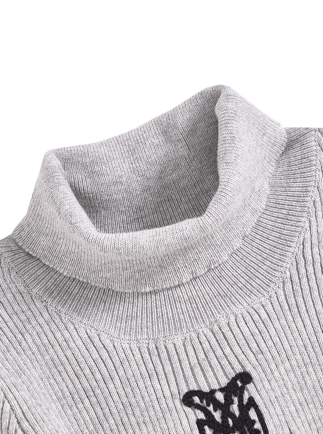 Turtleneck Emblem Sweater - Silver Grey Mix